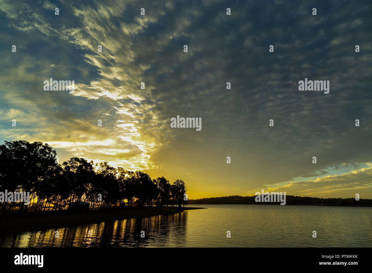 Sunset over Lake Samsonvale, in Queensland, Australia. Stock Photo