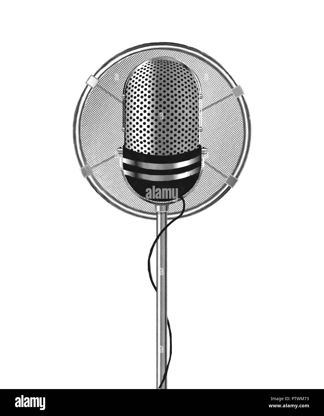Drawing microphone retro audio hi-res stock photography and images - Alamy