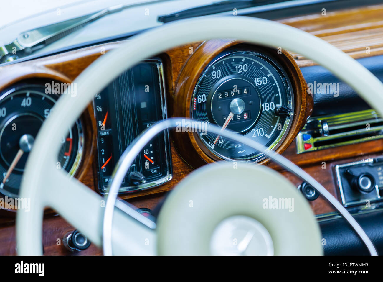 Kerpen, Germany August 19, 2018 steering wheel and dashboard of a