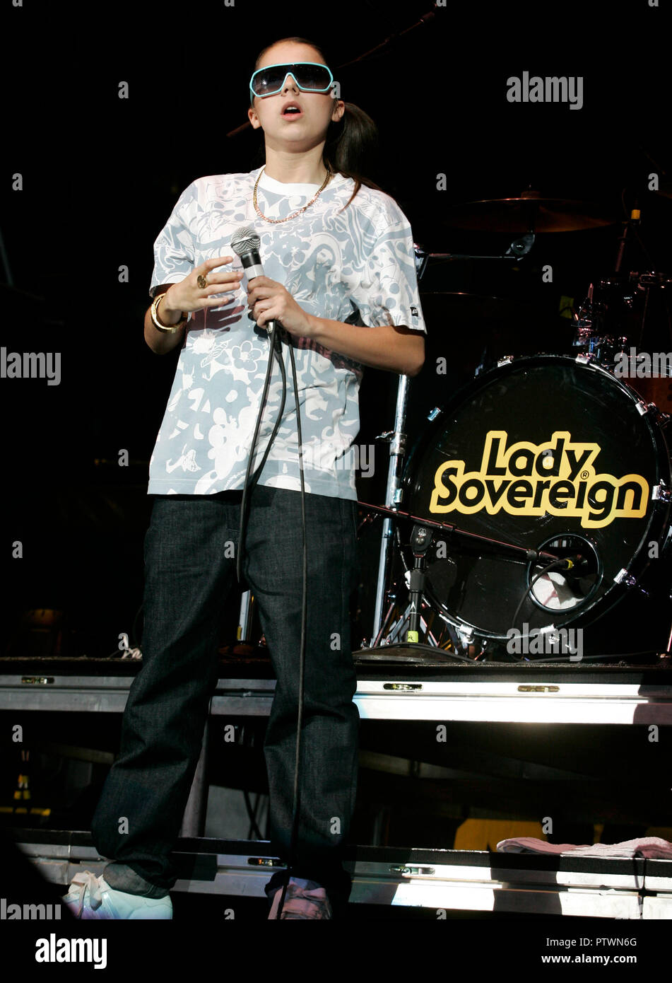 Lady Sovereign performs in concert at the Sound Advice Amphitheatre in West Palm Beach, Florida on May 9, 2007. Stock Photo