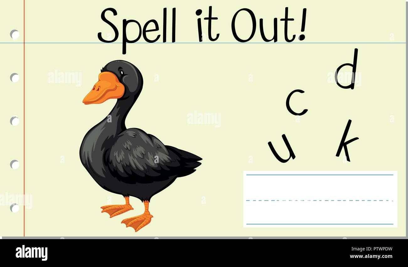 Spell English word duck illustration Stock Vector Image & Art - Alamy