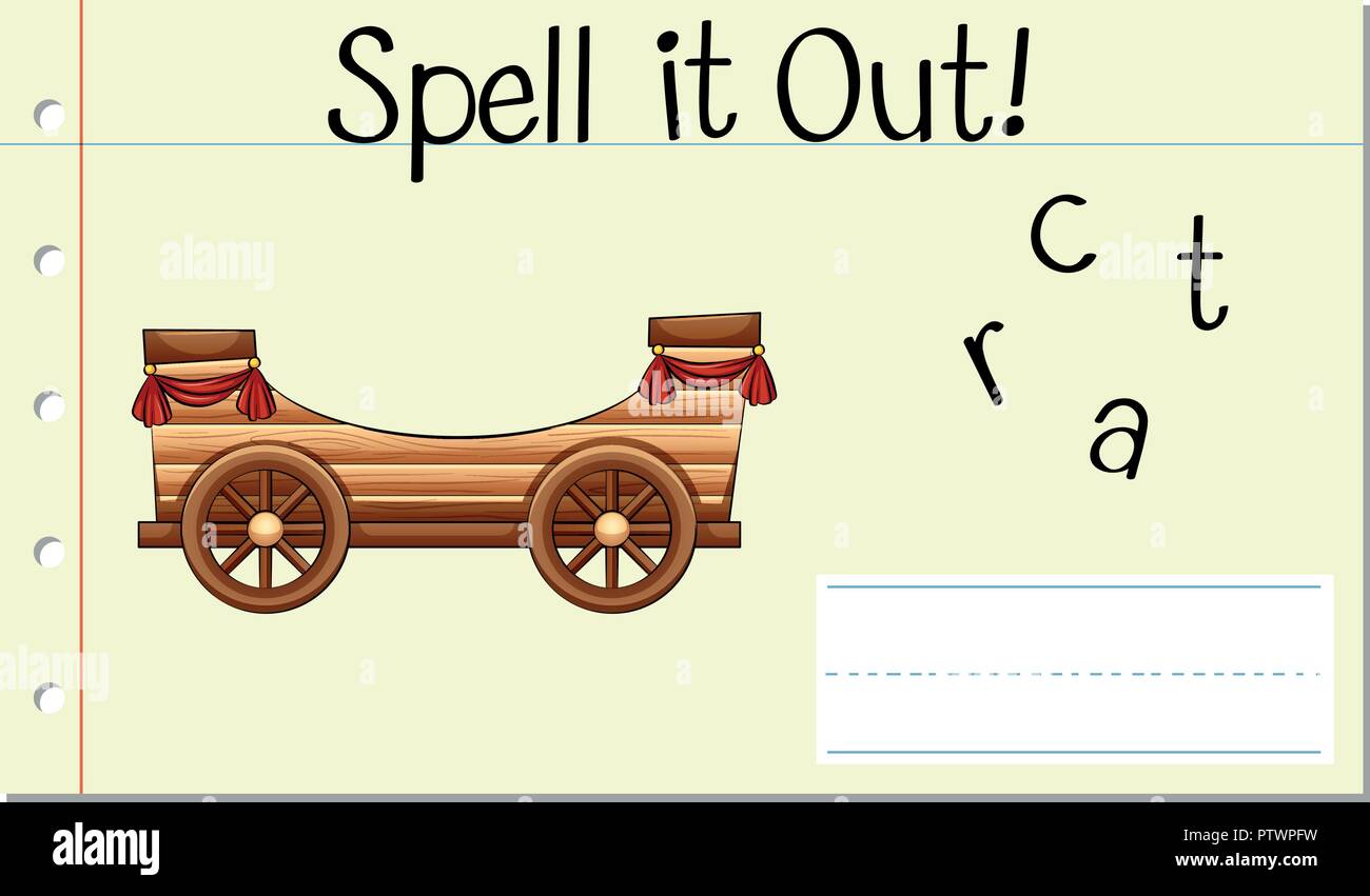 Spell English word cart illustration Stock Vector Image & Art Alamy