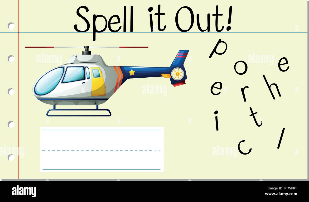 Spell English word helicopter illustration Stock Vector Image Art Alamy
