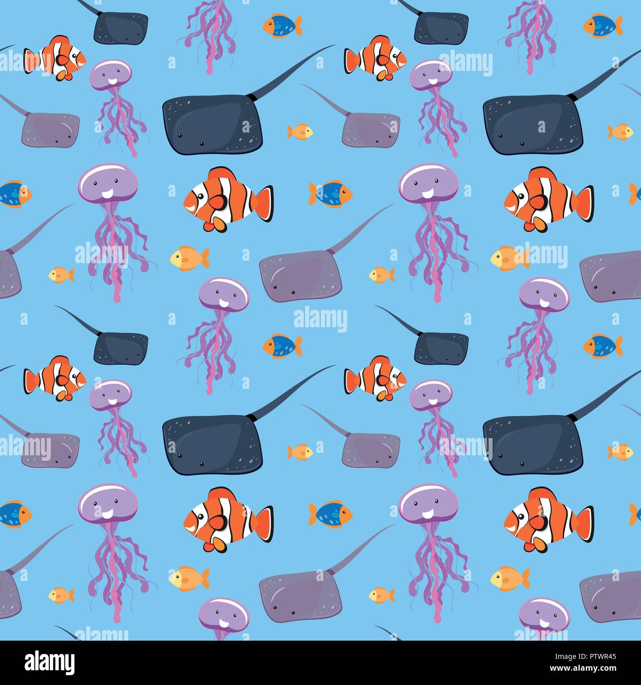 Seawater fish seamless pattern illustration Stock Vector Image & Art ...