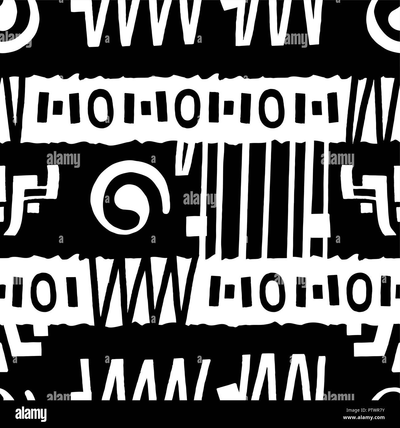 Hand drawn ethnic seamless background with grunge effect. Tribal ...