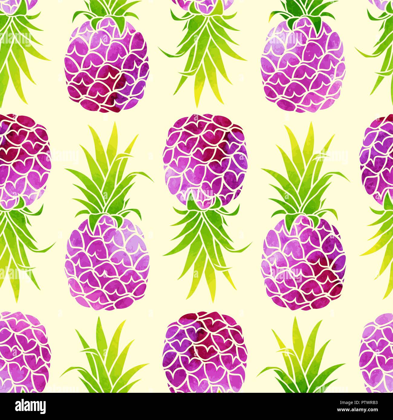 Abstract seamless pattern with pineapples. Watercolor vector background for contemporary design Stock Vector