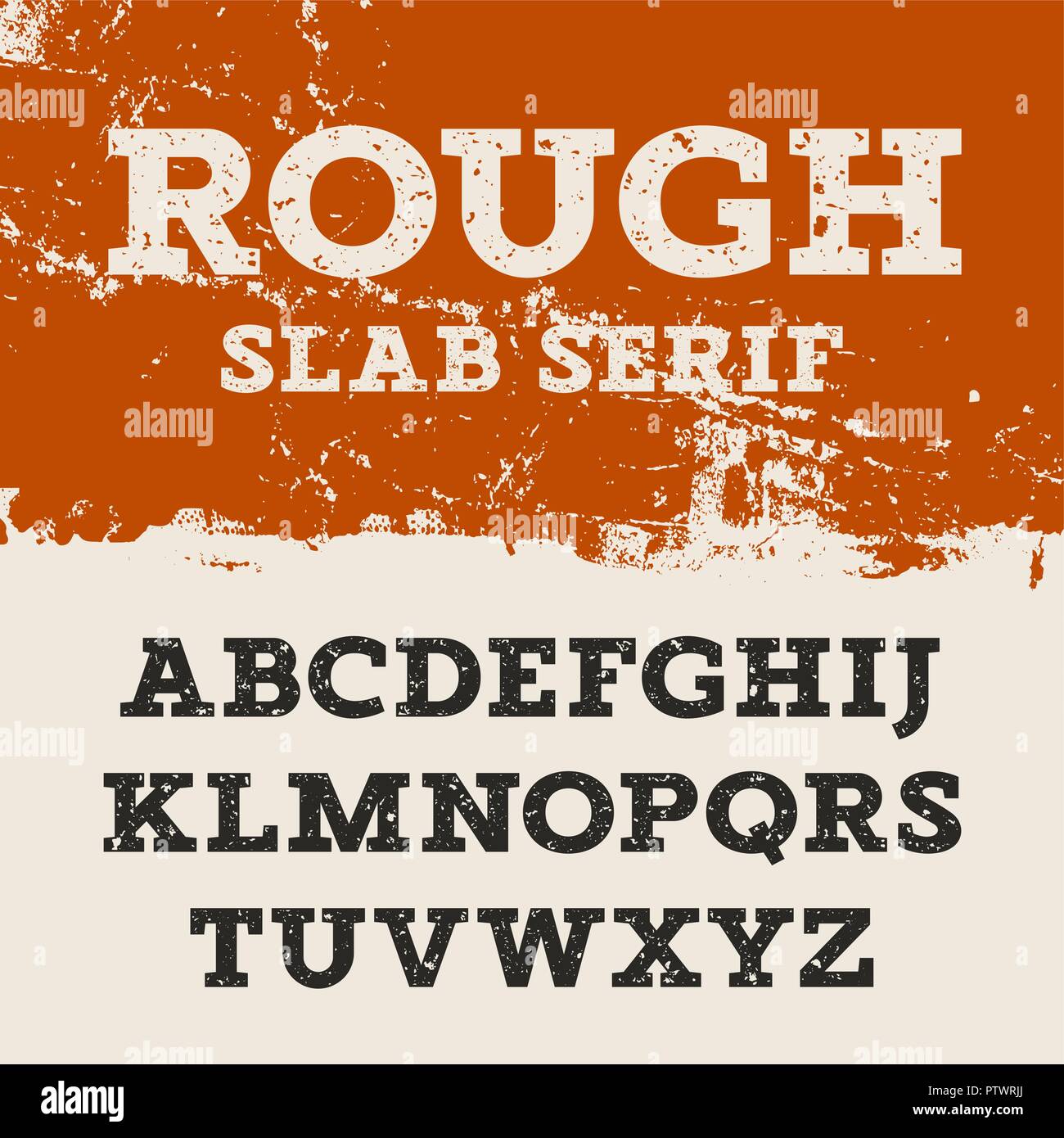 Grunge font. Retro alphabet in western style. Slab Serif uppercase letters. Textured rough vector font for labels and posters Stock Vector