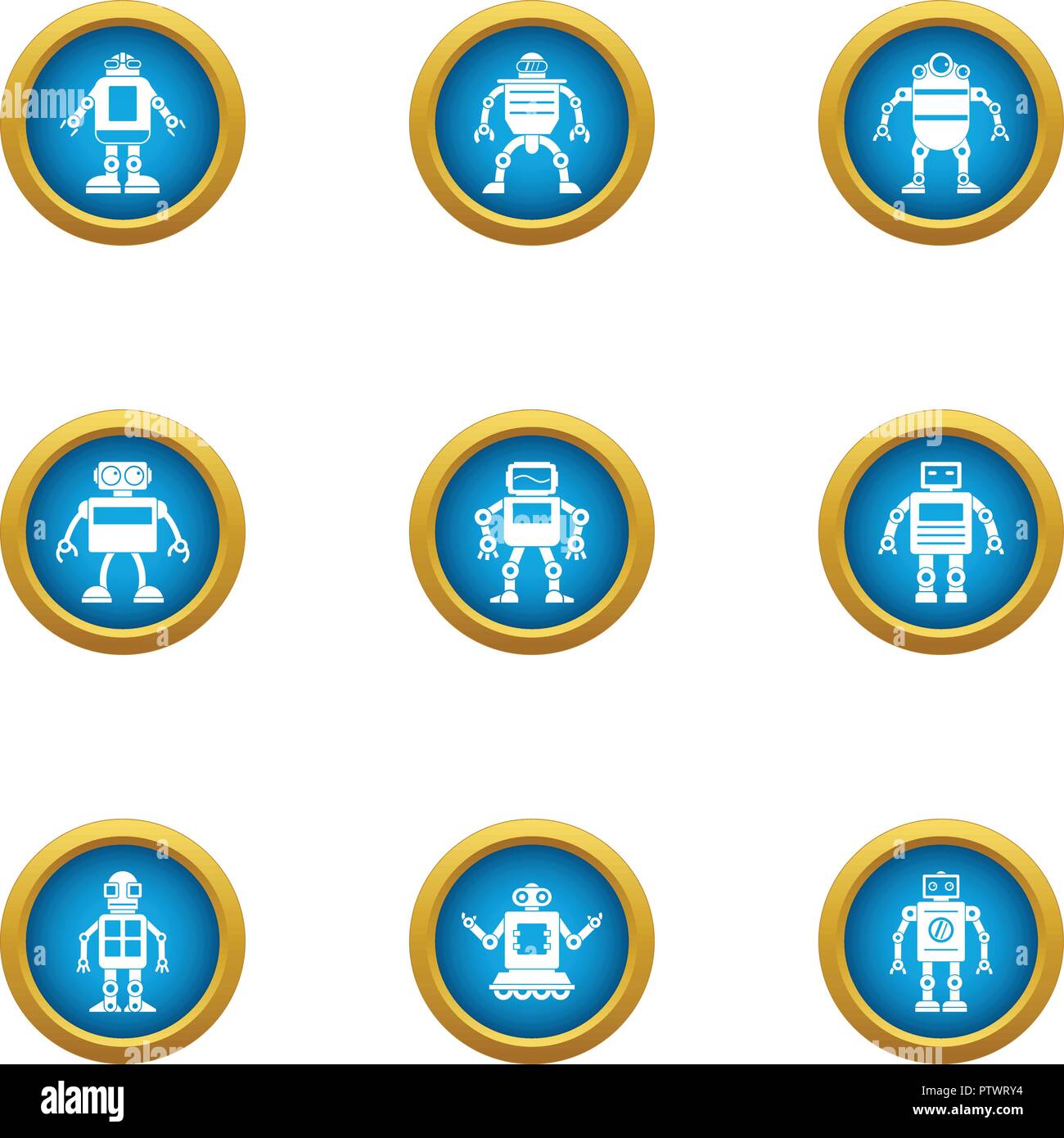Mechanical man icons set, flat style Stock Vector Image & Art Alamy