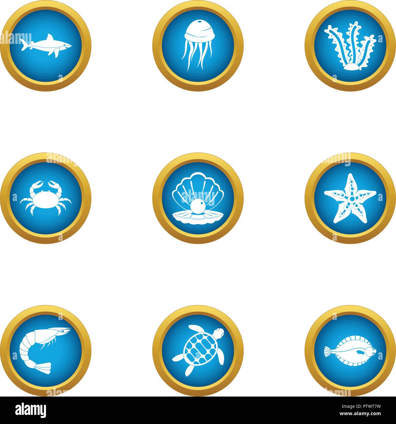 Shallow icons set, flat style Stock Vector