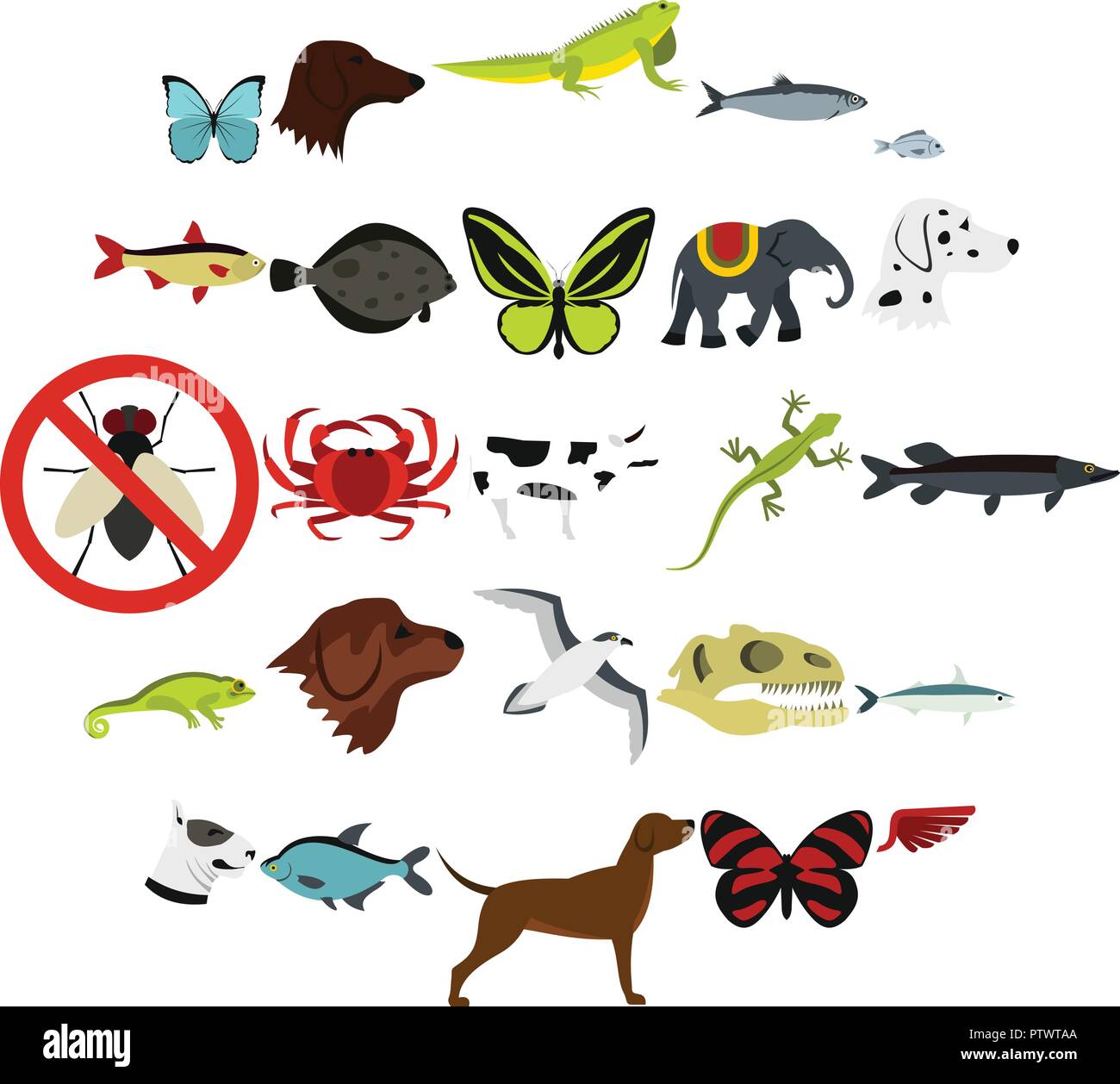 Wild animals icons set, flat style Stock Vector Image & Art - Alamy