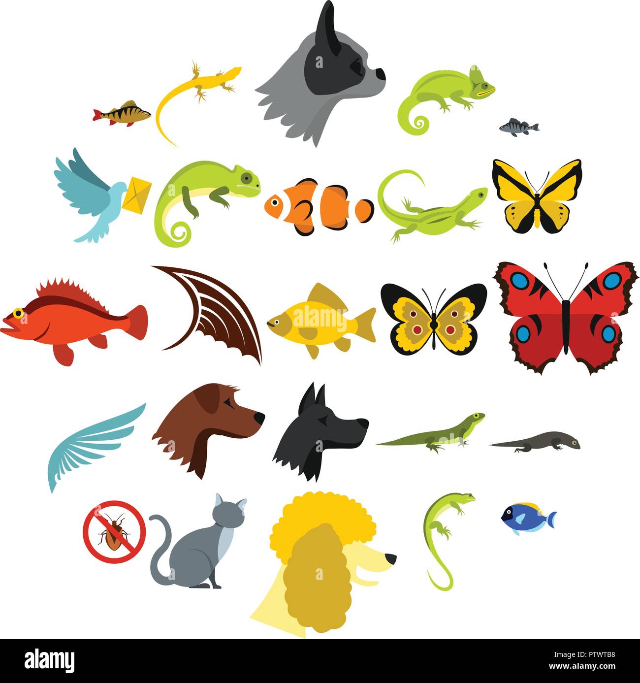 Tropical animals icons set, flat style Stock Vector Image & Art - Alamy