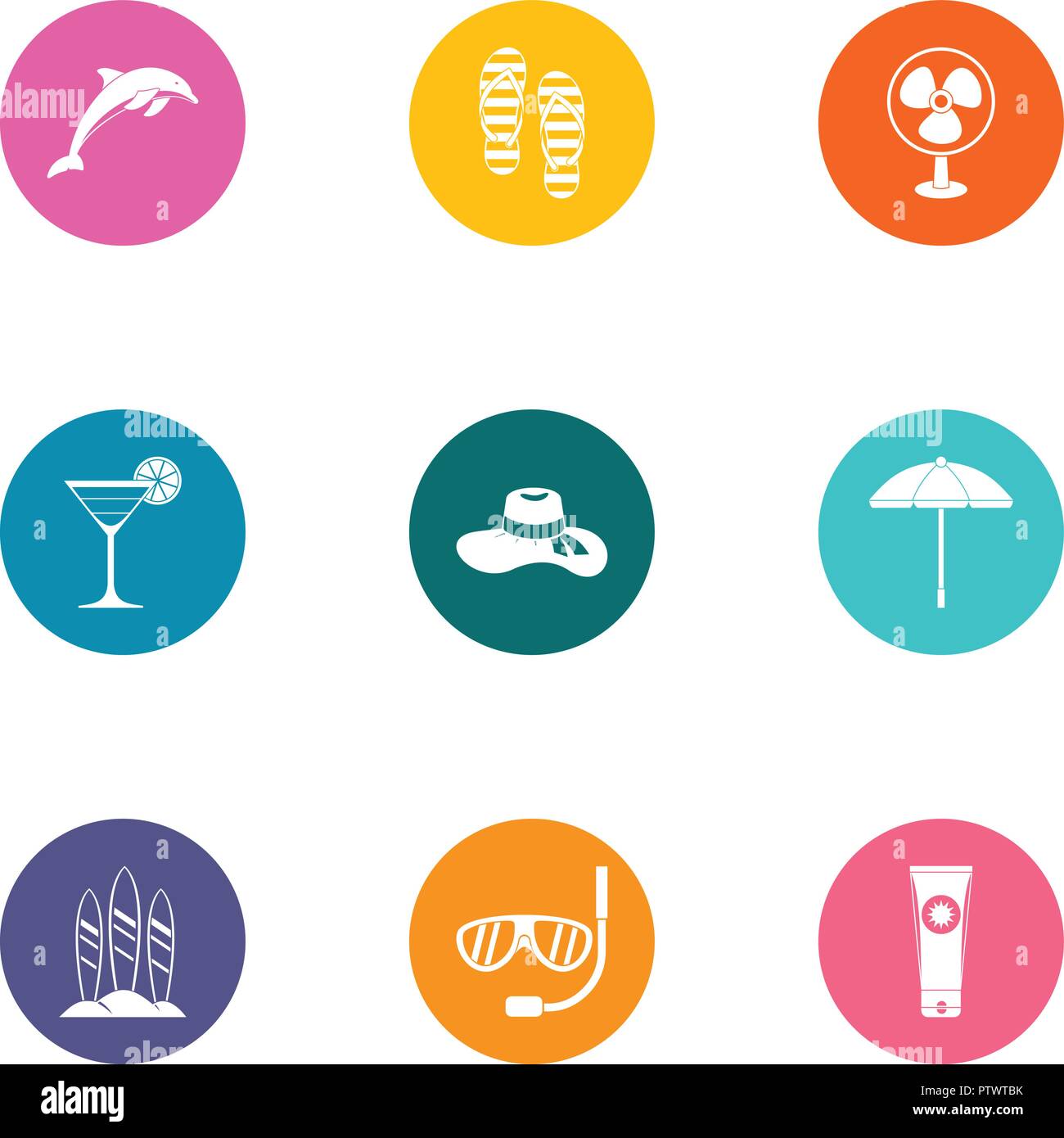 Shoreline icons set, flat style Stock Vector Image & Art - Alamy