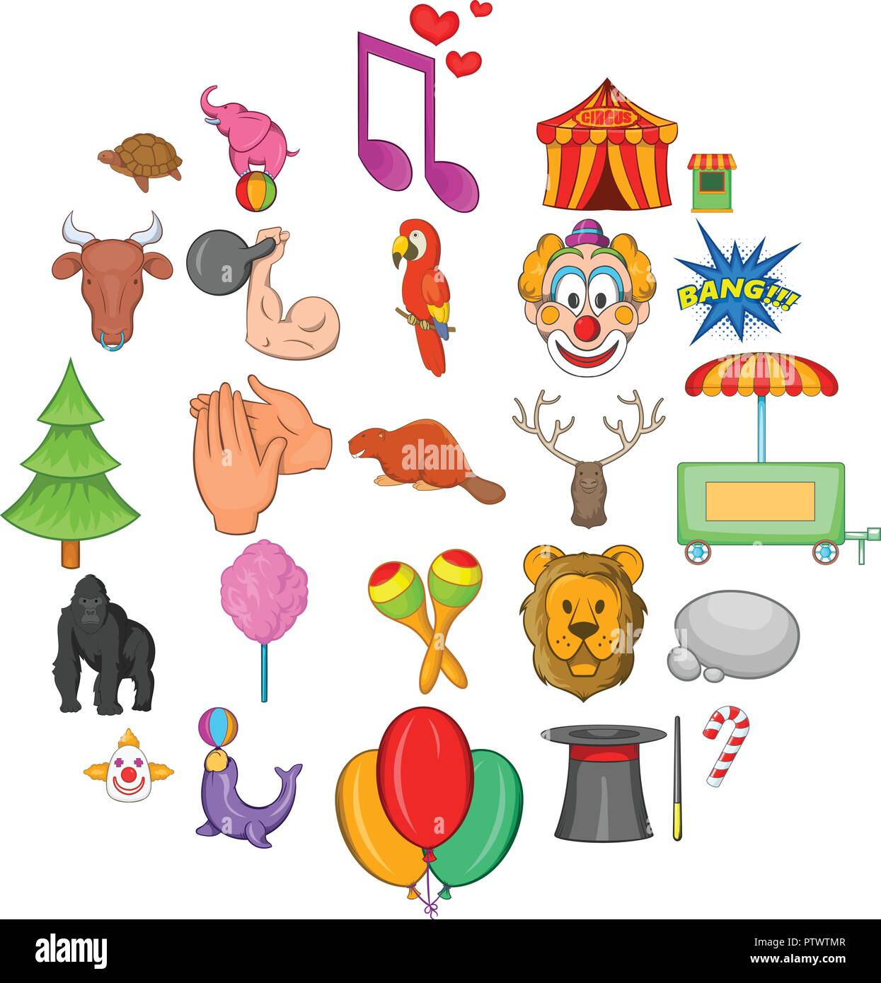 Zoo circus icons set, cartoon style Stock Vector Image & Art - Alamy