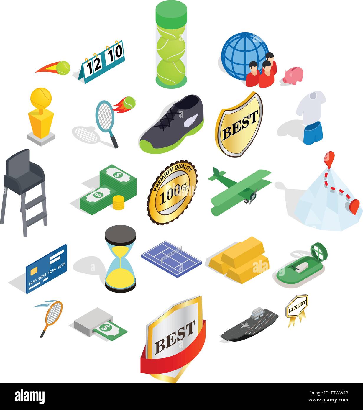 Compensation icons set, isometric style Stock Vector