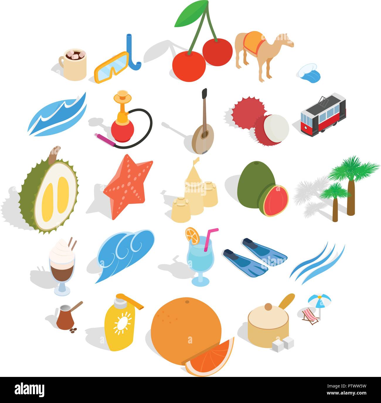 Ankara icons set, isometric style Stock Vector