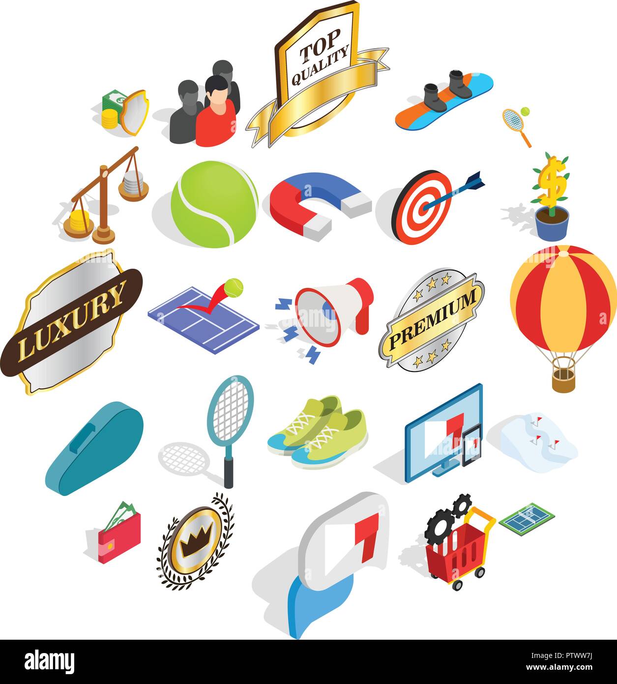 Gratification icons set, isometric style Stock Vector
