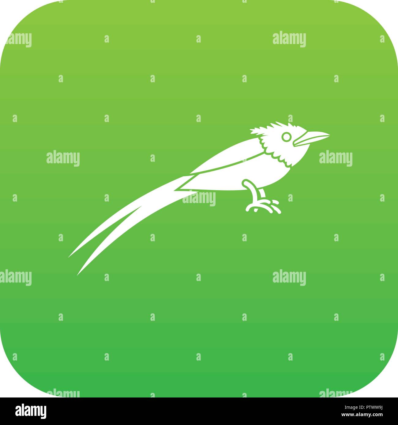 Asian paradise flycatcher icon digital green Stock Vector