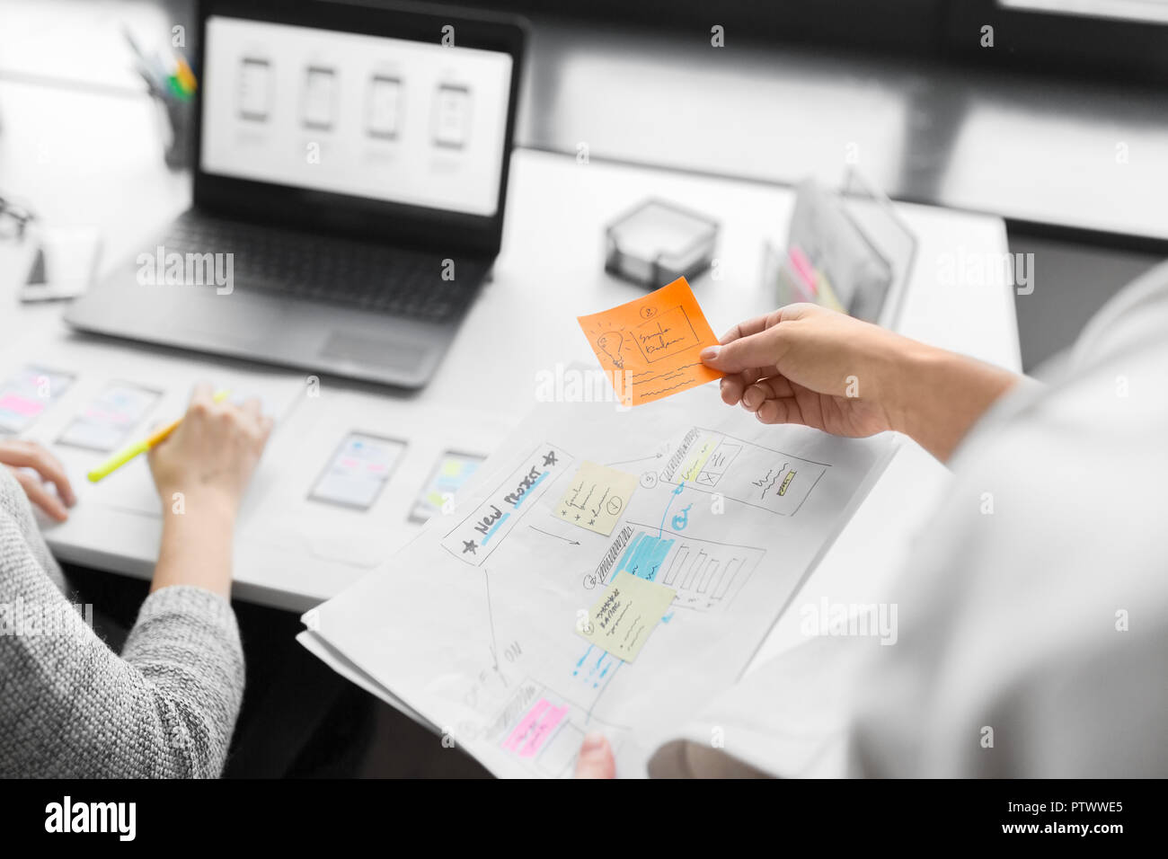 web designers working on user interface project Stock Photo