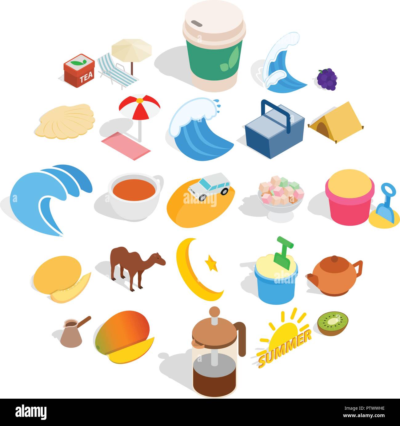luxuriate icons set, isometric style Stock Vector