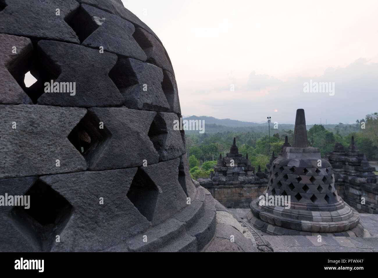 Some Stupas Of Borobudur Temple A Buddhist Complex In Java Indonesia