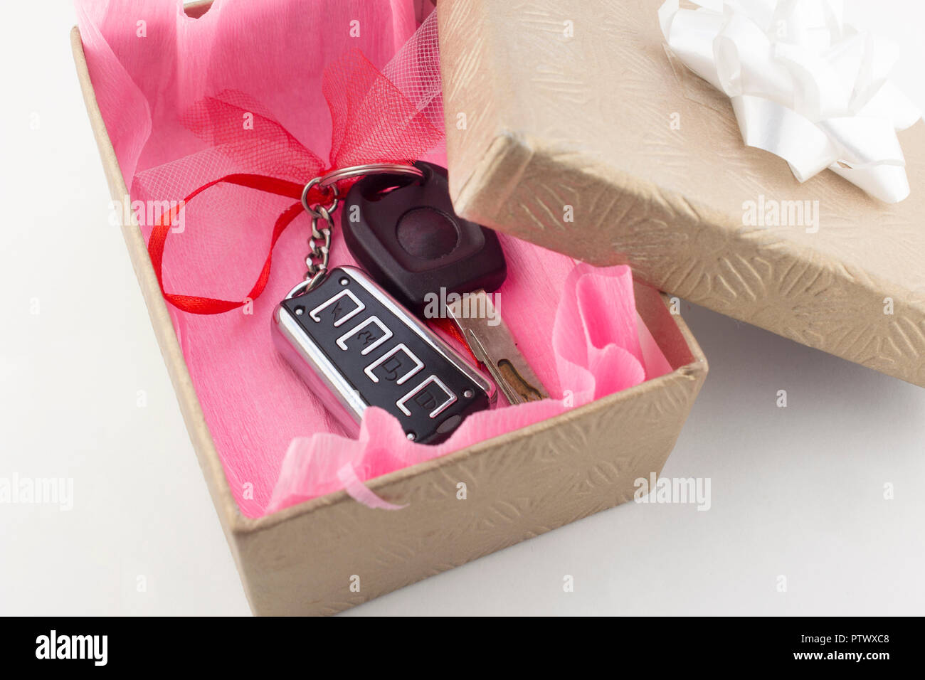 Car keys in gift box Stock Photo Alamy