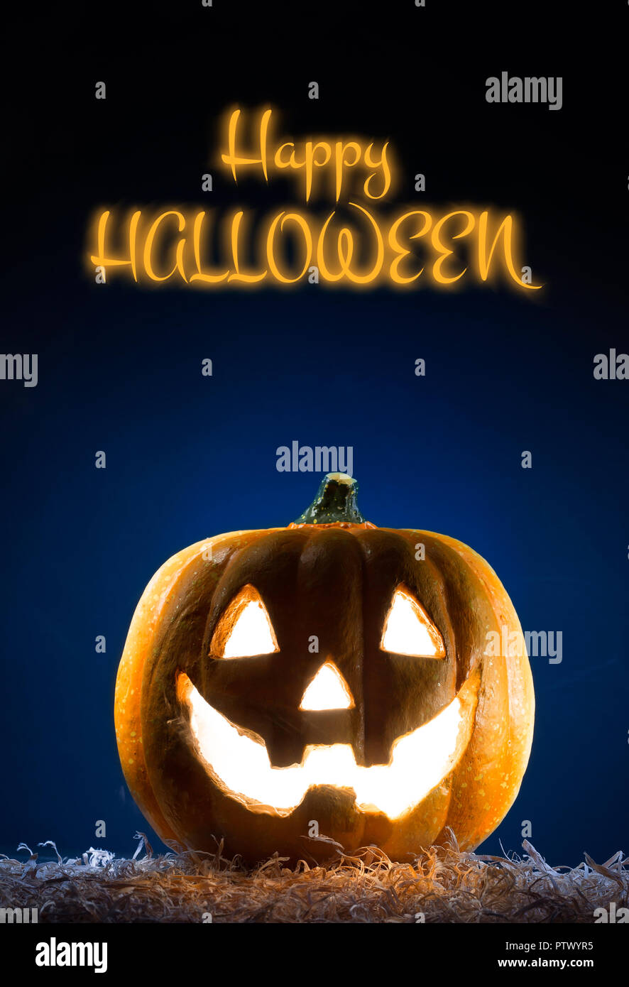 Happy halloween poster, halloween party festive banner, copy space Stock Photo