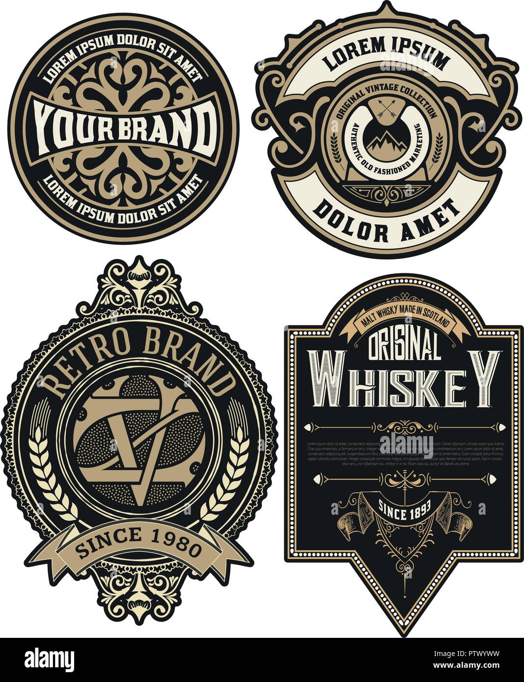 Set of 4 labels or badges for packing Stock Vector