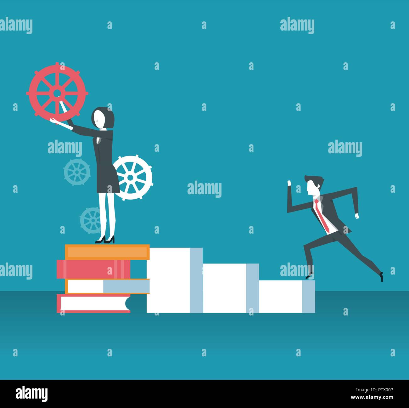 Partners In Problem Solving Business partners problem solving and reaching for success vector ...