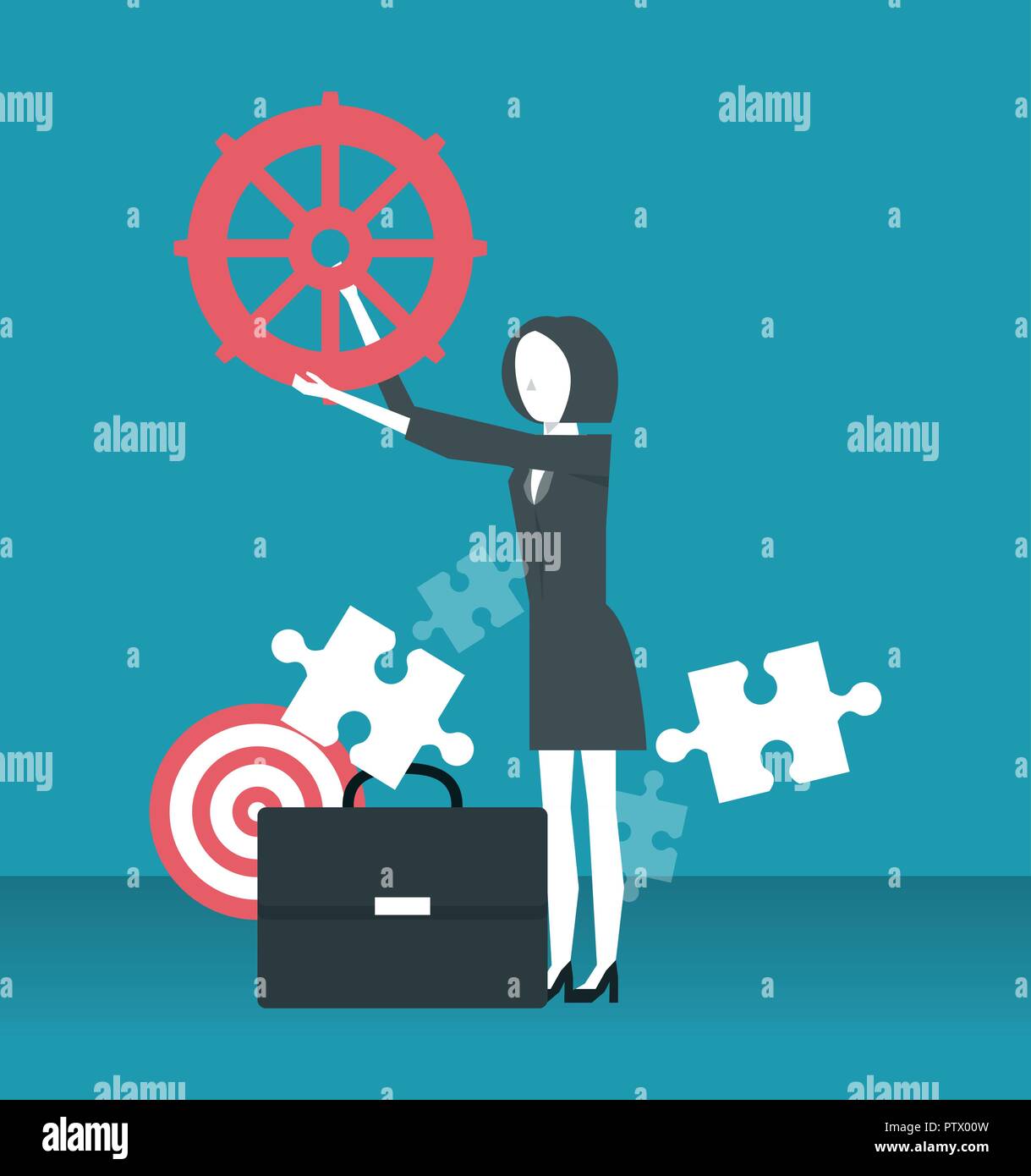 hardworking businesswoman problem solving vector illustration graphic ...