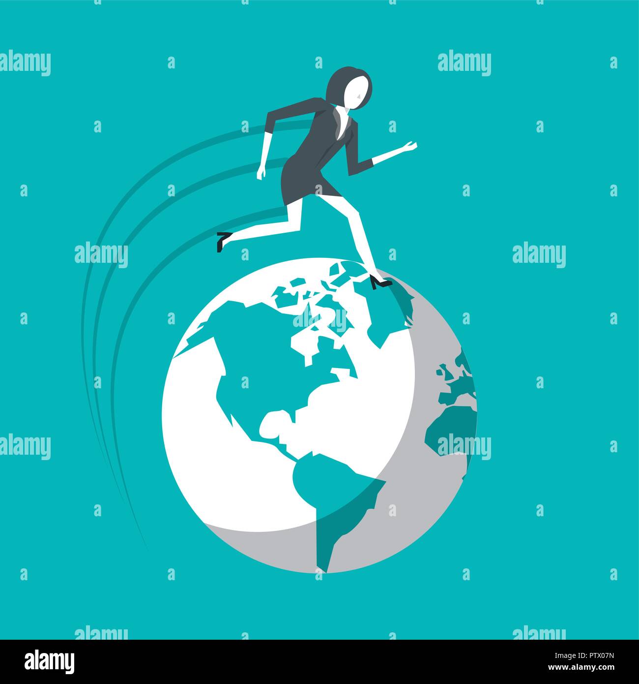 businesswoman leading the way to world success vector illustration ...