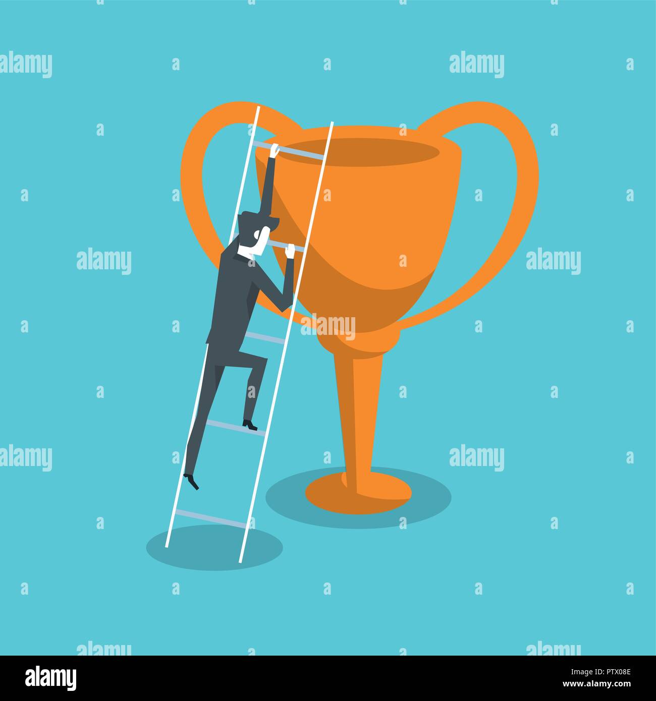 Businessman reaching goal and success vector illustration graphic design Stock Vector