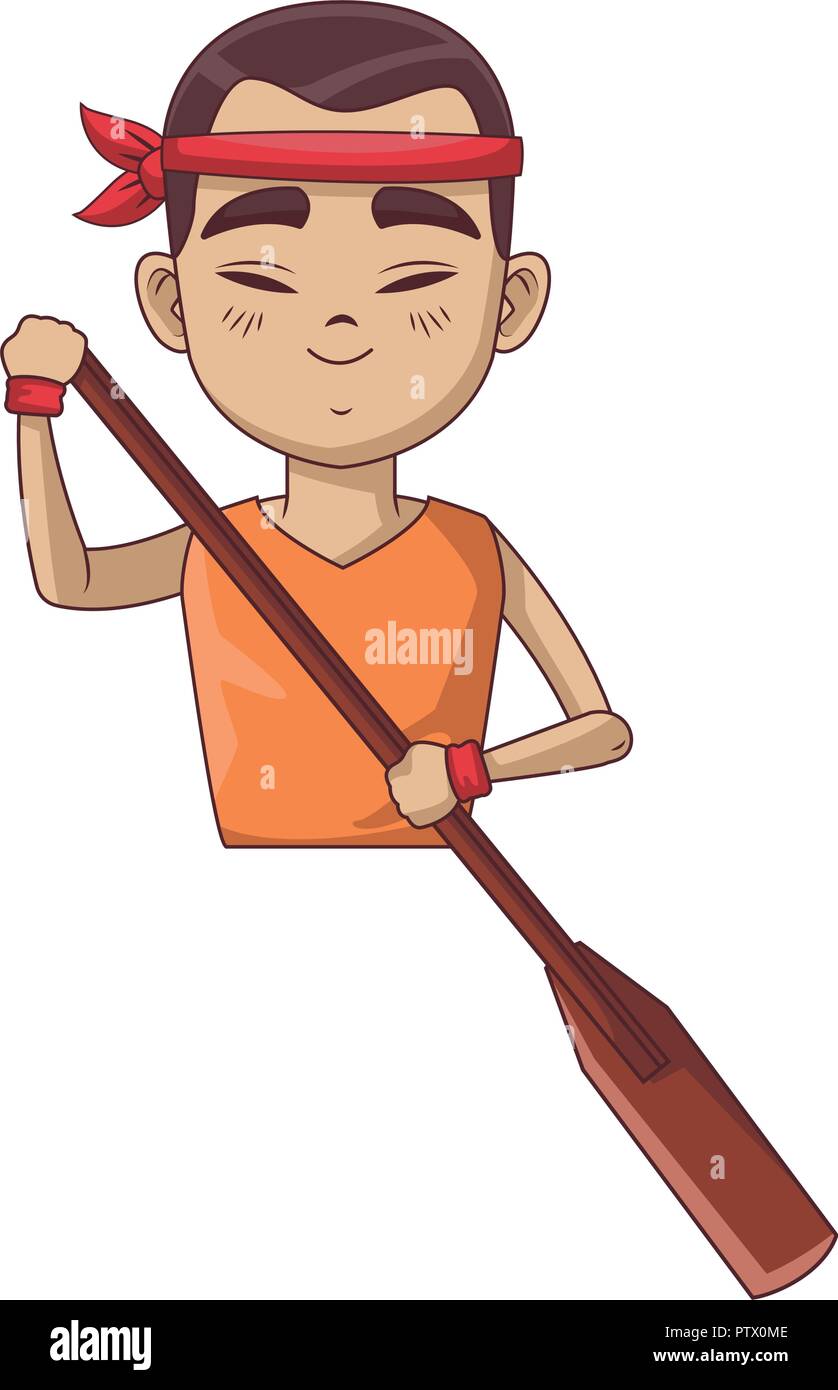 Asian man with rowing Stock Vector Image & Art - Alamy