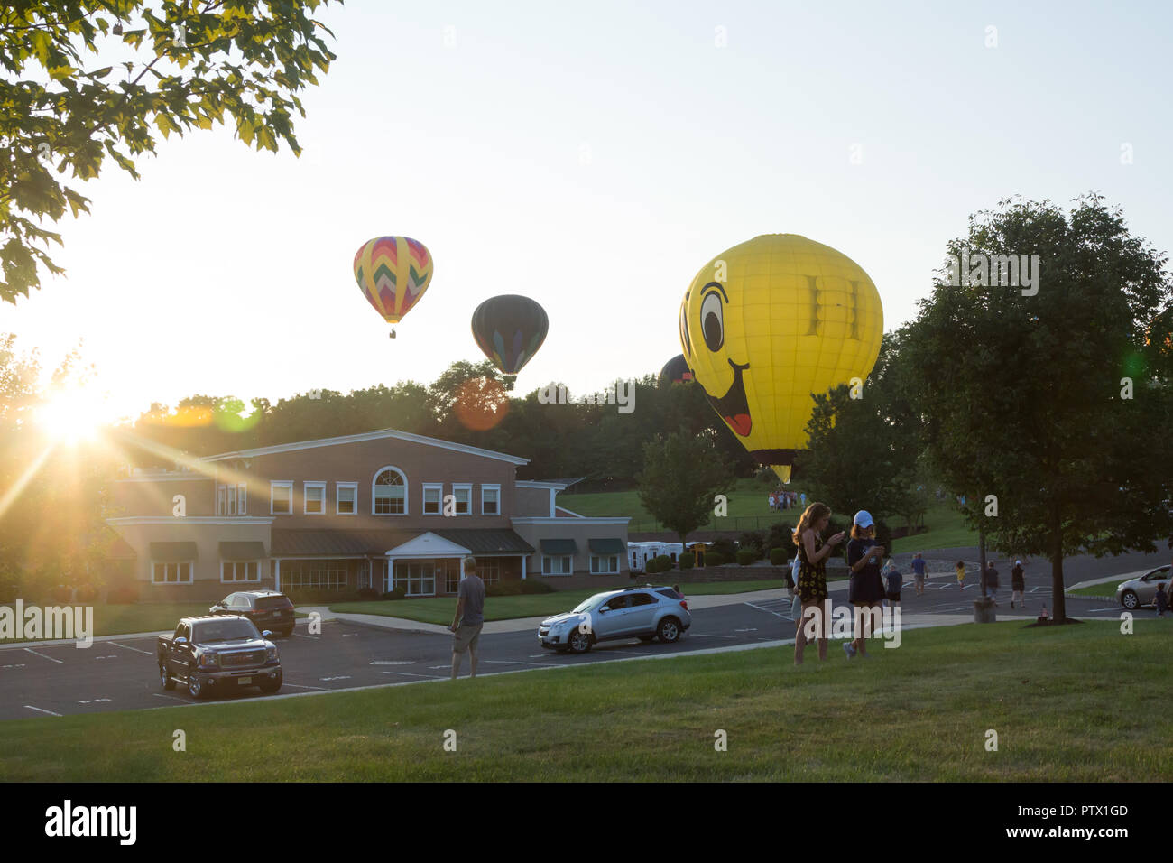 BRANCHBURG, NEW JERSEY July 28, 2018 Hot air balloons land next to