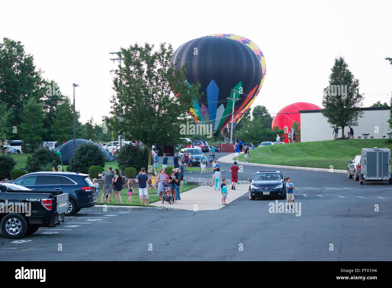 BRANCHBURG, NEW JERSEY July 28, 2018 Hot air balloons land next to