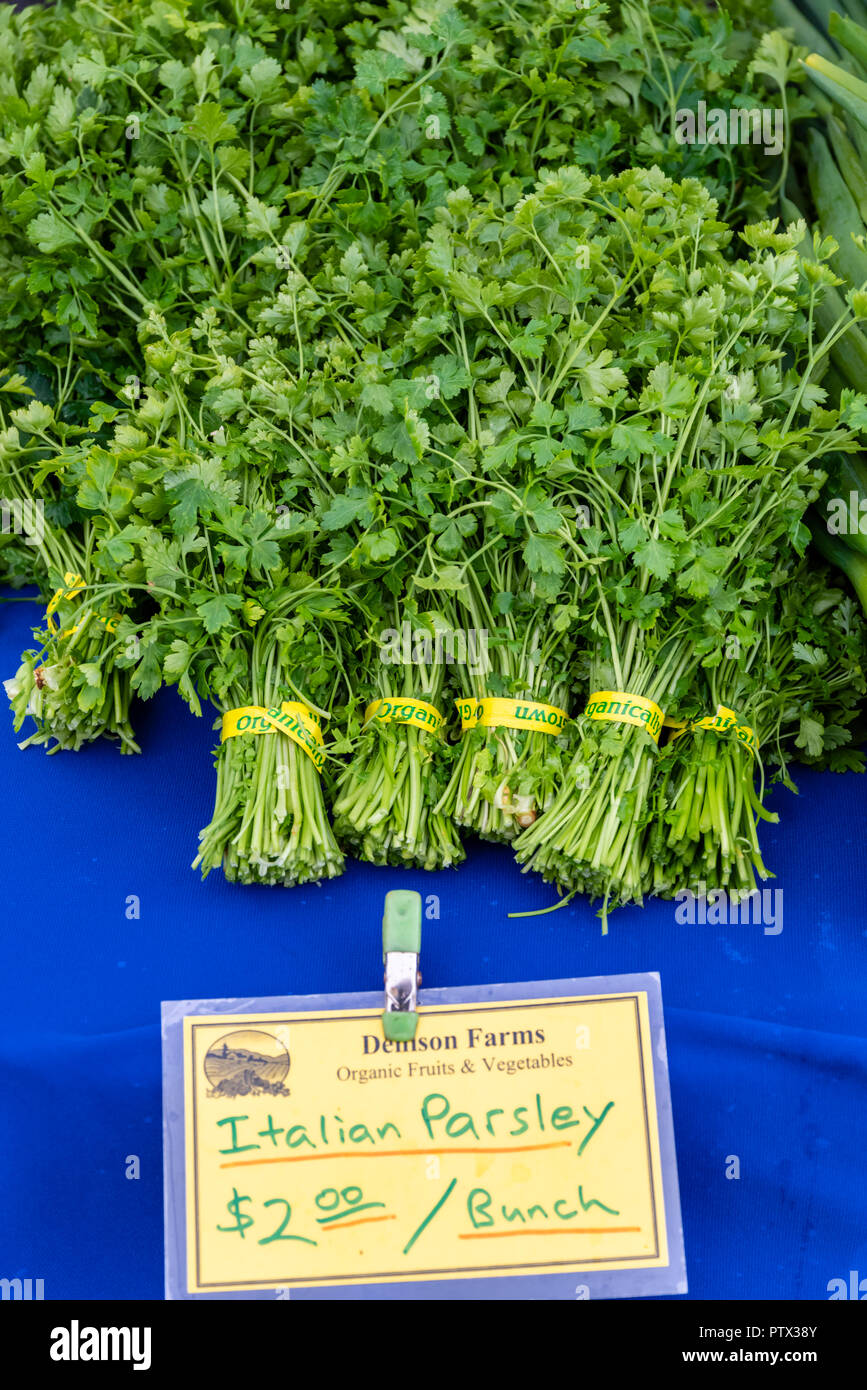 Italian parsley on display at the farmers market Stock Photo