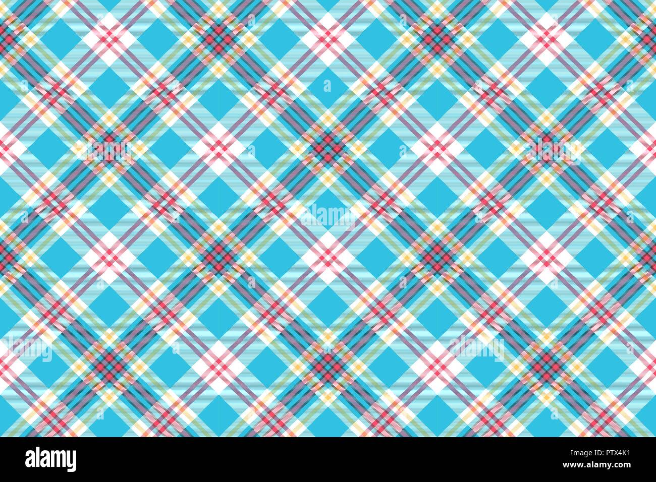 Turquoise plaid check fabric seamless pattern. Vector illustration ...