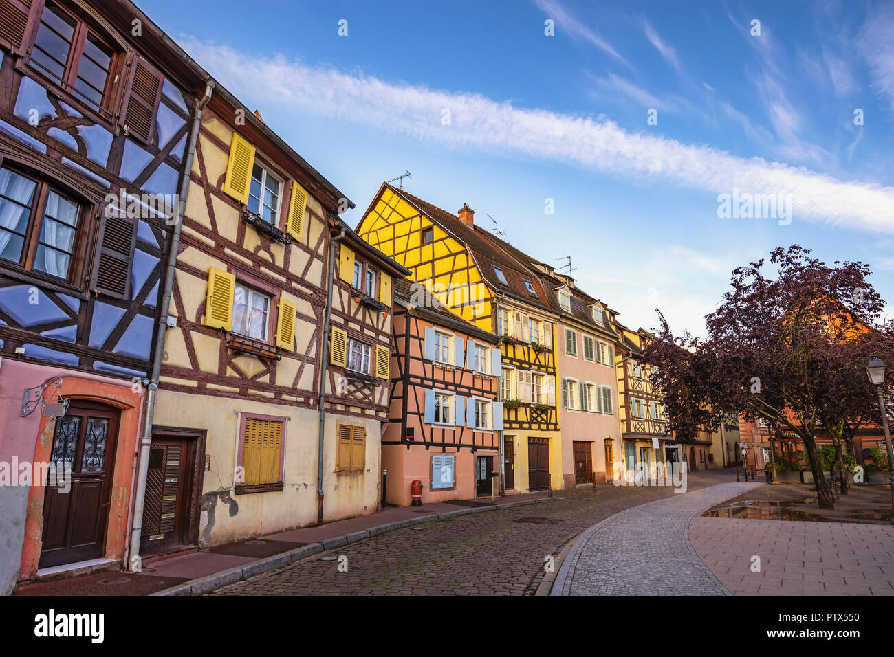 Colmar France, Colorful Half Timber House city skyline Stock Photo