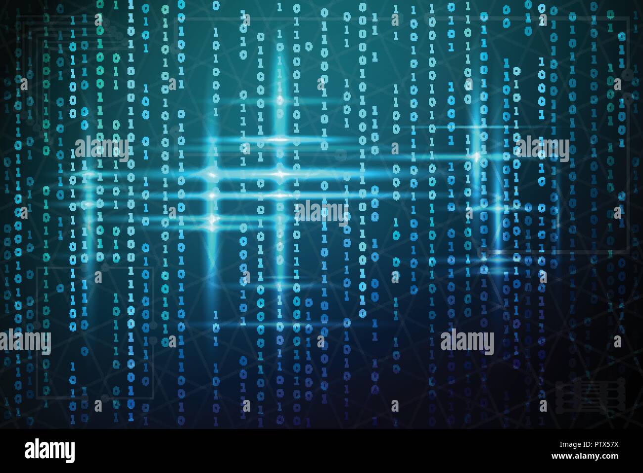 Abstract matrix background. Vector illustration. Binary code blue. Virtual technologies Stock Vector