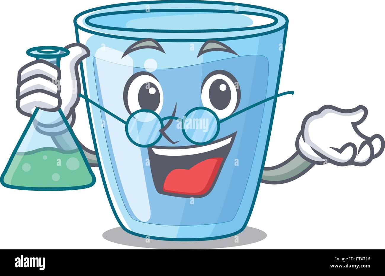 Professor fresh water glass in table cartoon Stock Vector Image & Art