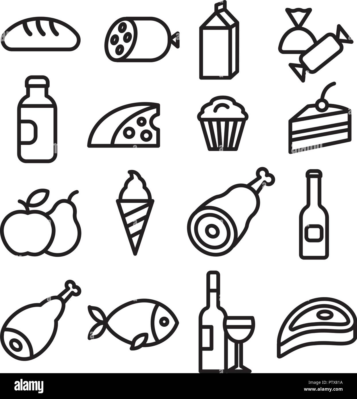 concept illustration of set food grocery icons Stock Vector Image & Art ...