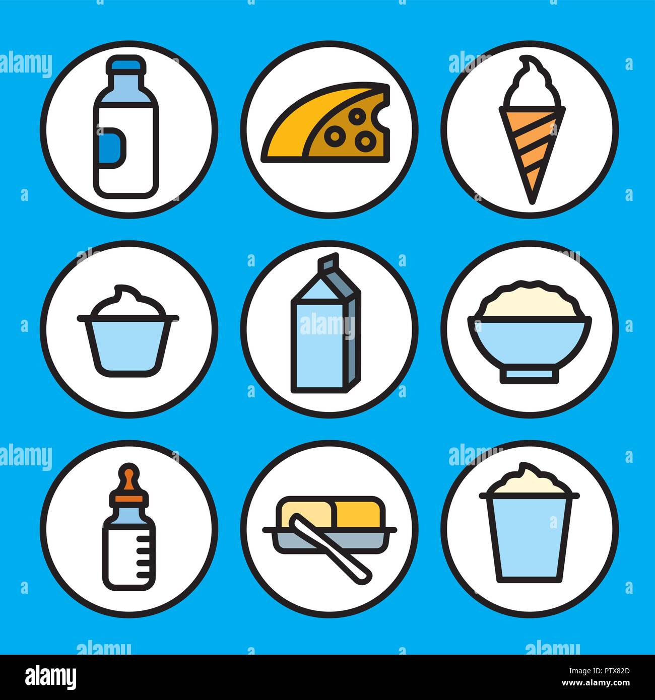 illustration of the milk products icon set Stock Vector Image & Art - Alamy