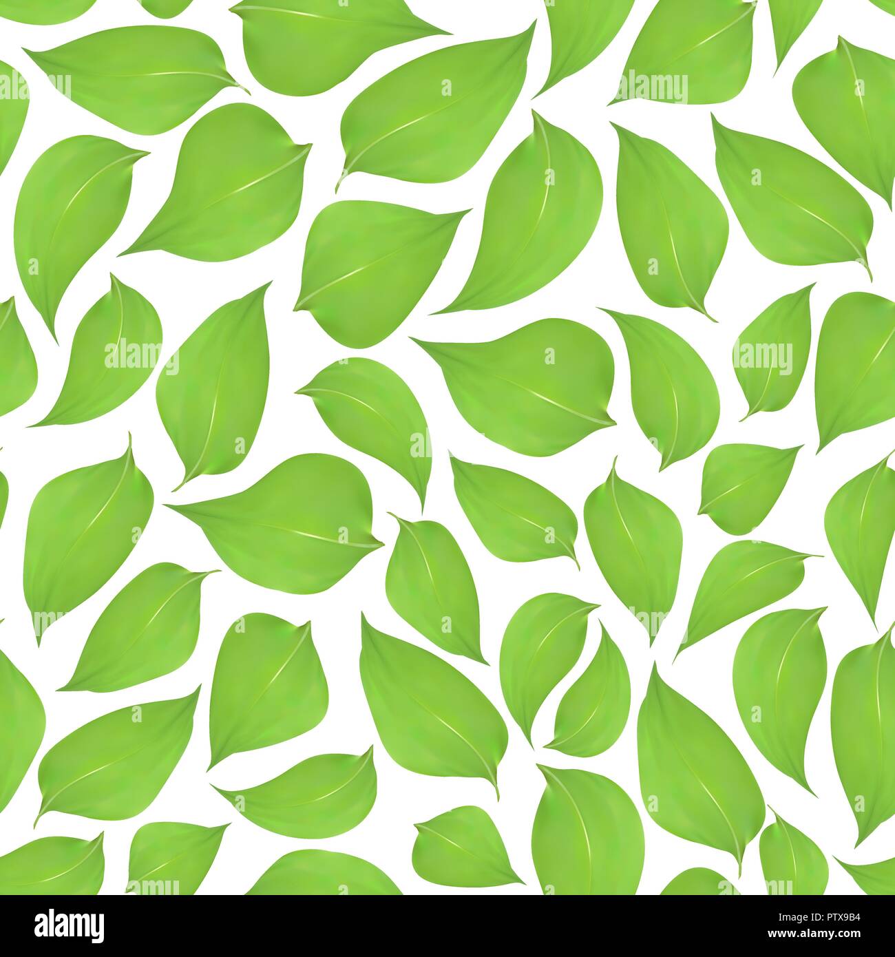 Seamless green leaves background on a white background Stock Vector ...