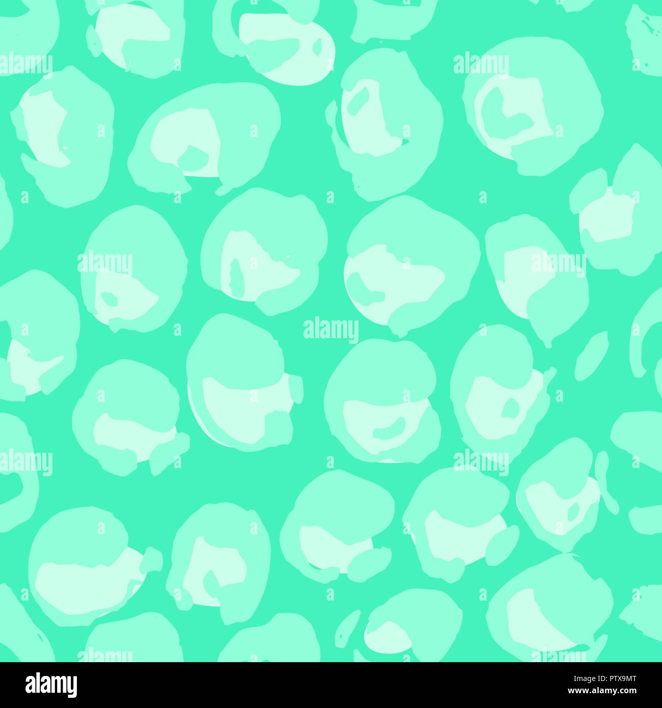 Vector illustration leopard print seamless pattern. Green hand drawn ...