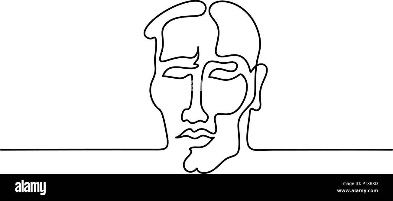 Continuous one line drawing. Abstract portrait of young man. Vector illustration Stock Vector