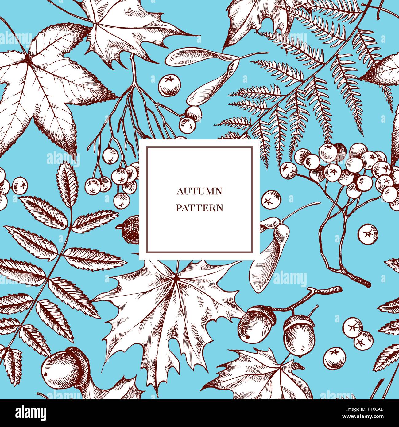 Vector seamless pattern of autumn pattern. Hand drawn vector illustration Stock Vector