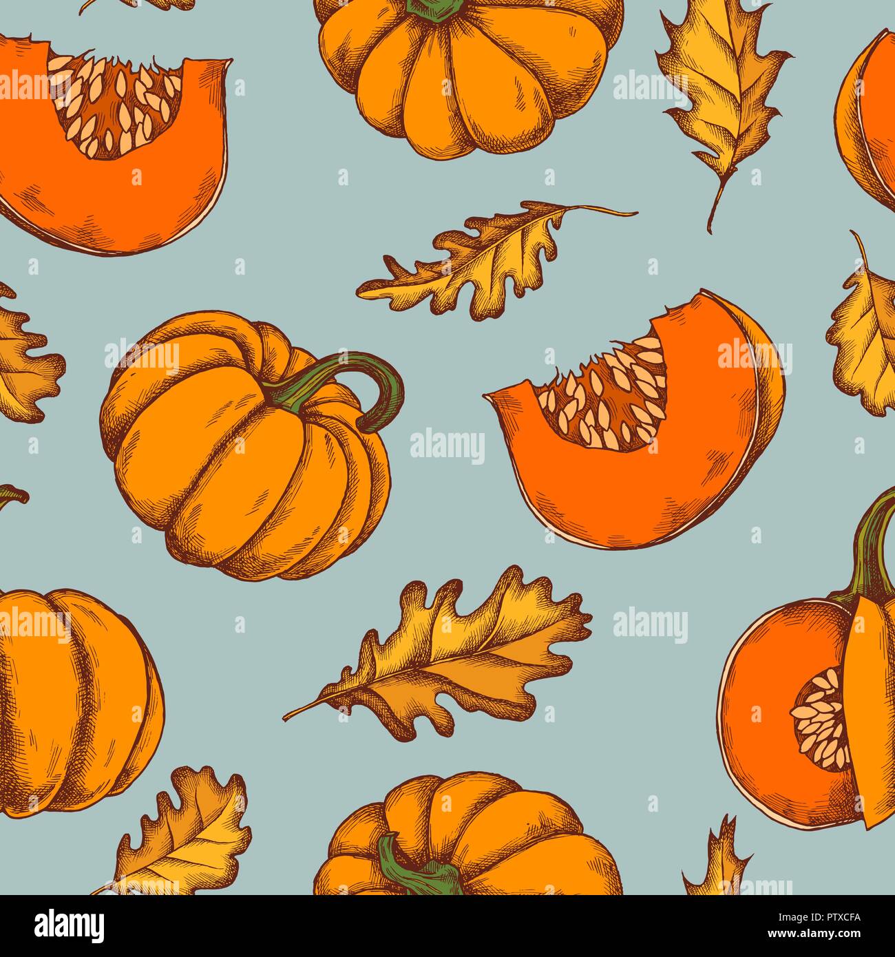 Vector seamless pattern of autumn pattern. Hand drawn vector ...