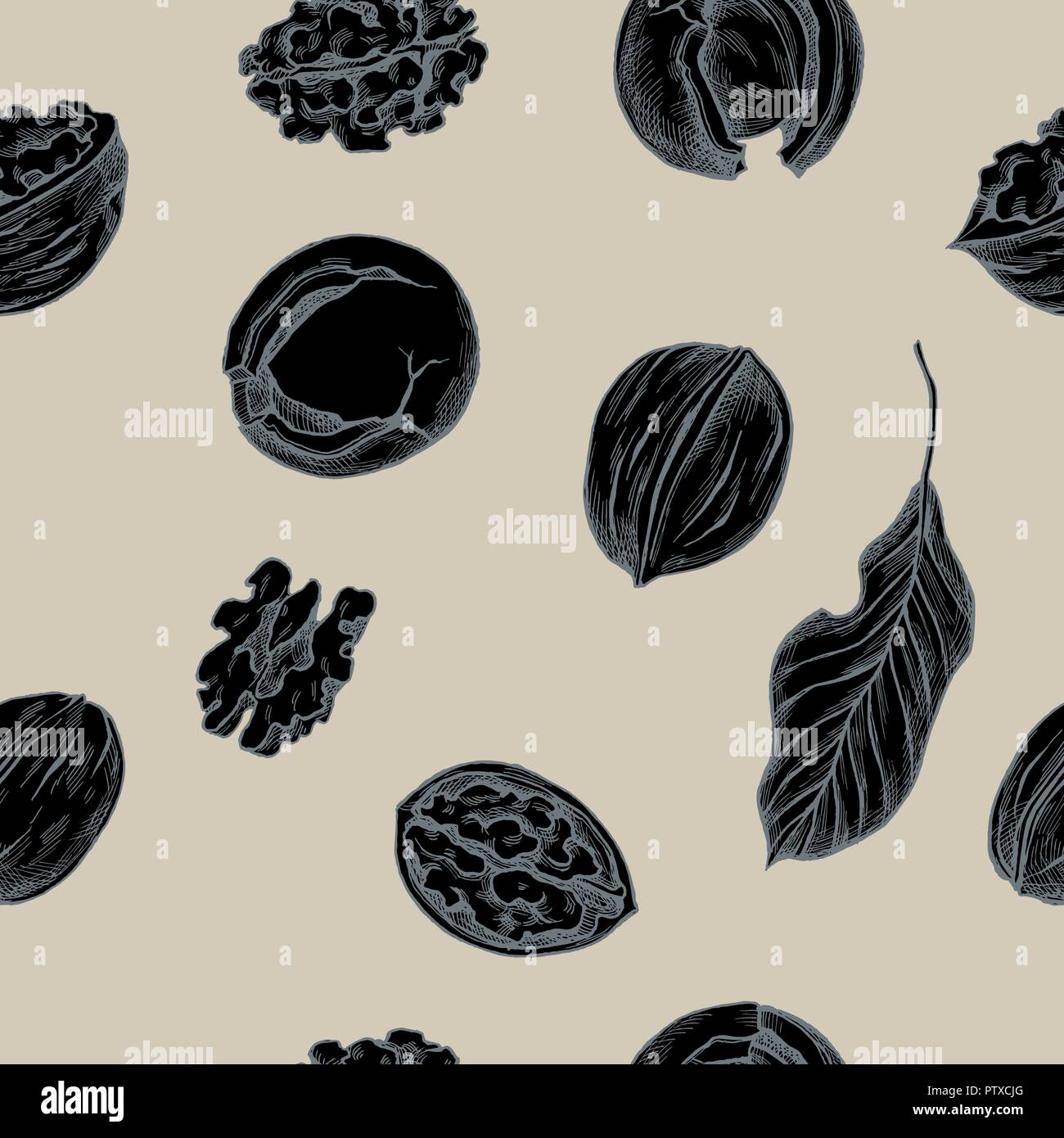 Vector seamless pattern of autumn pattern. Hand drawn vector illustration Stock Vector