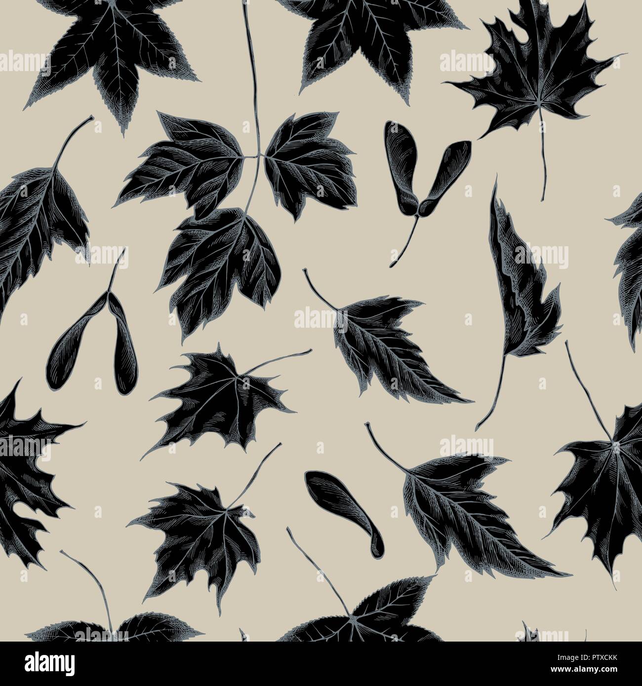 Vector seamless pattern of autumn pattern. Hand drawn vector illustration Stock Vector