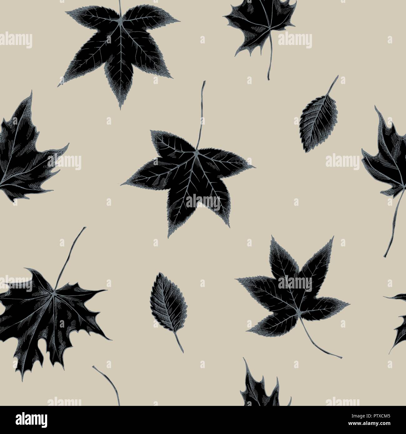 Vector seamless pattern of autumn pattern. Hand drawn vector illustration Stock Vector