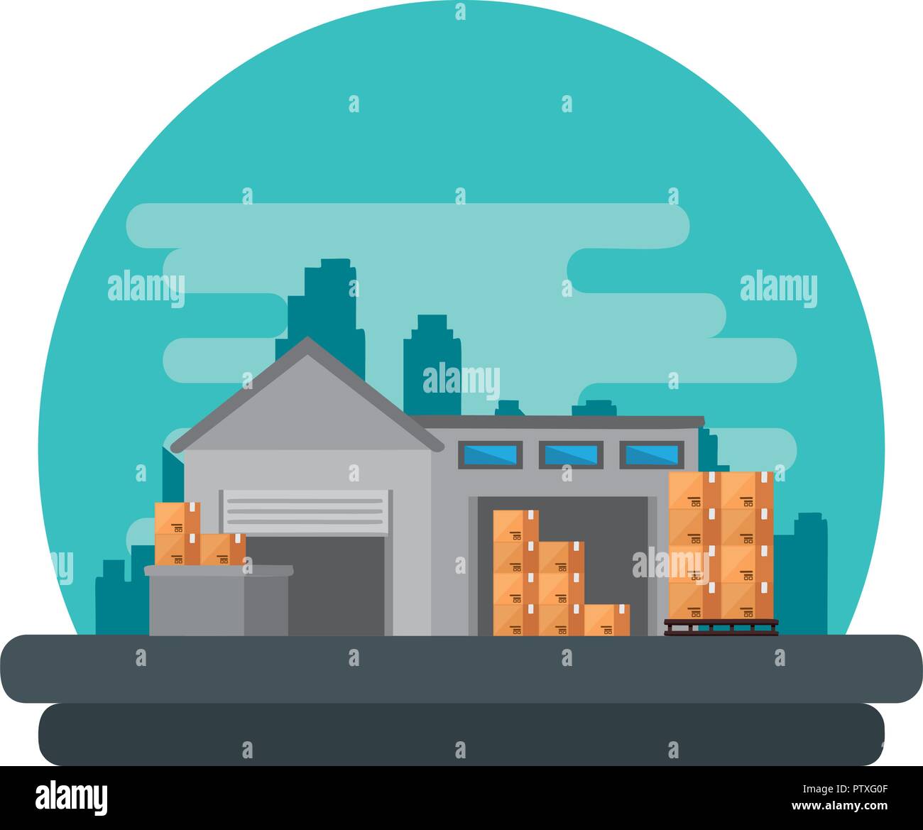Warehouse building pile boxes Stock Vector Images - Alamy